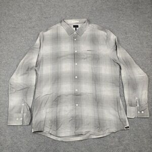 GoodMan Brand‎ Shirt Mens 2XL Gray Plaid Cotton Long Sleeve Button Up Casual
